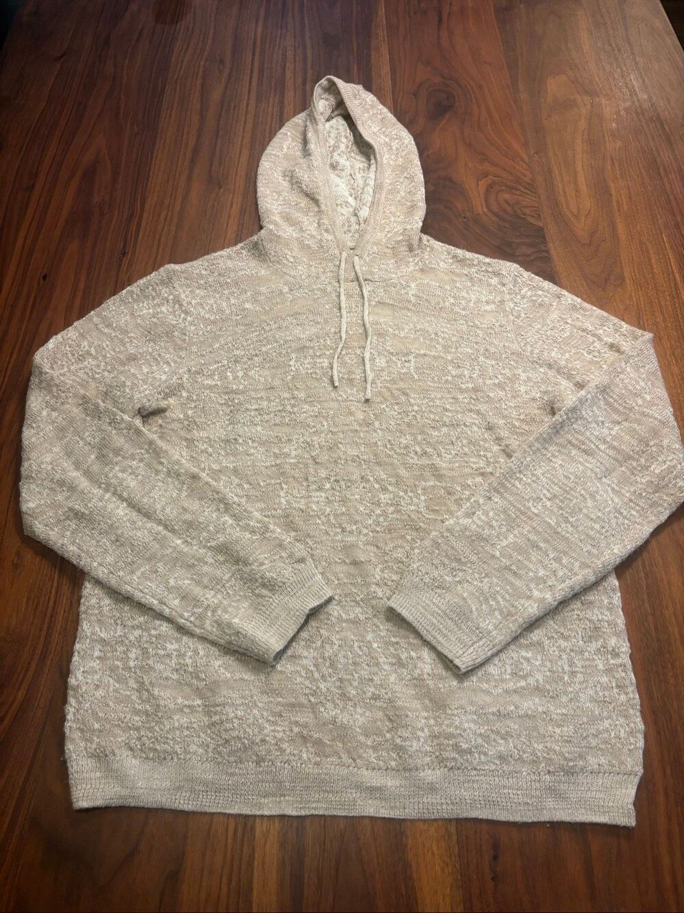 John Varvatos Men’s Tan Suffolk Easy Fit Linen Blend Hooded Sweater Size Medium